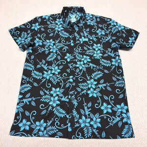 Retro Rifle Shirt Mens Large Blue The Hula Button Down Hawaiian Beach Casual